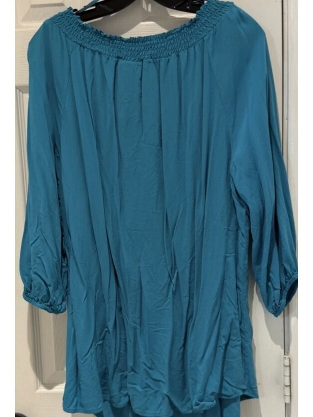 Lane Bryant Off Shoulder Top Womens 3/4 Sleeve Green/Blue Turquoise Size 18/20